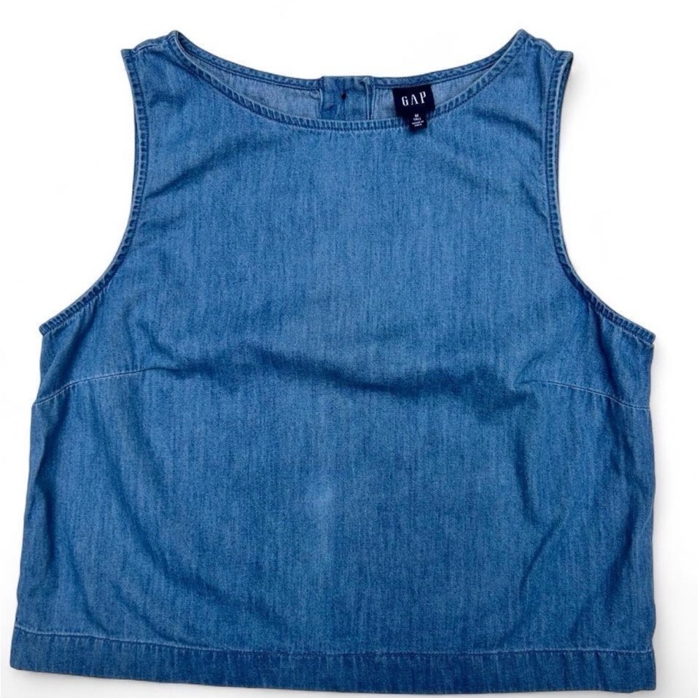 GAP Women's Denim Crop Shell Tank Top, Medium Tall